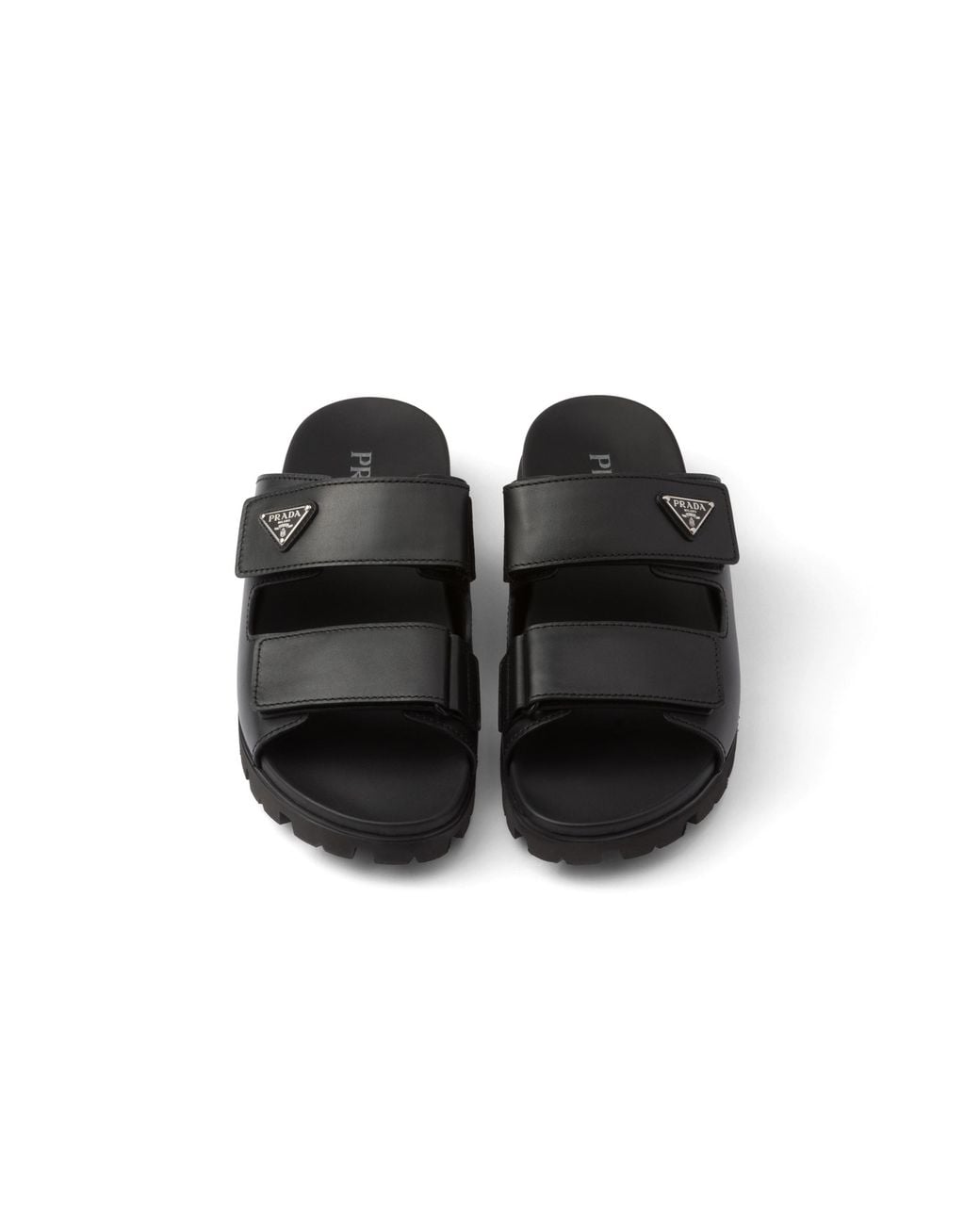 Prada Black Leather Strap Sandals, Size 5 for men