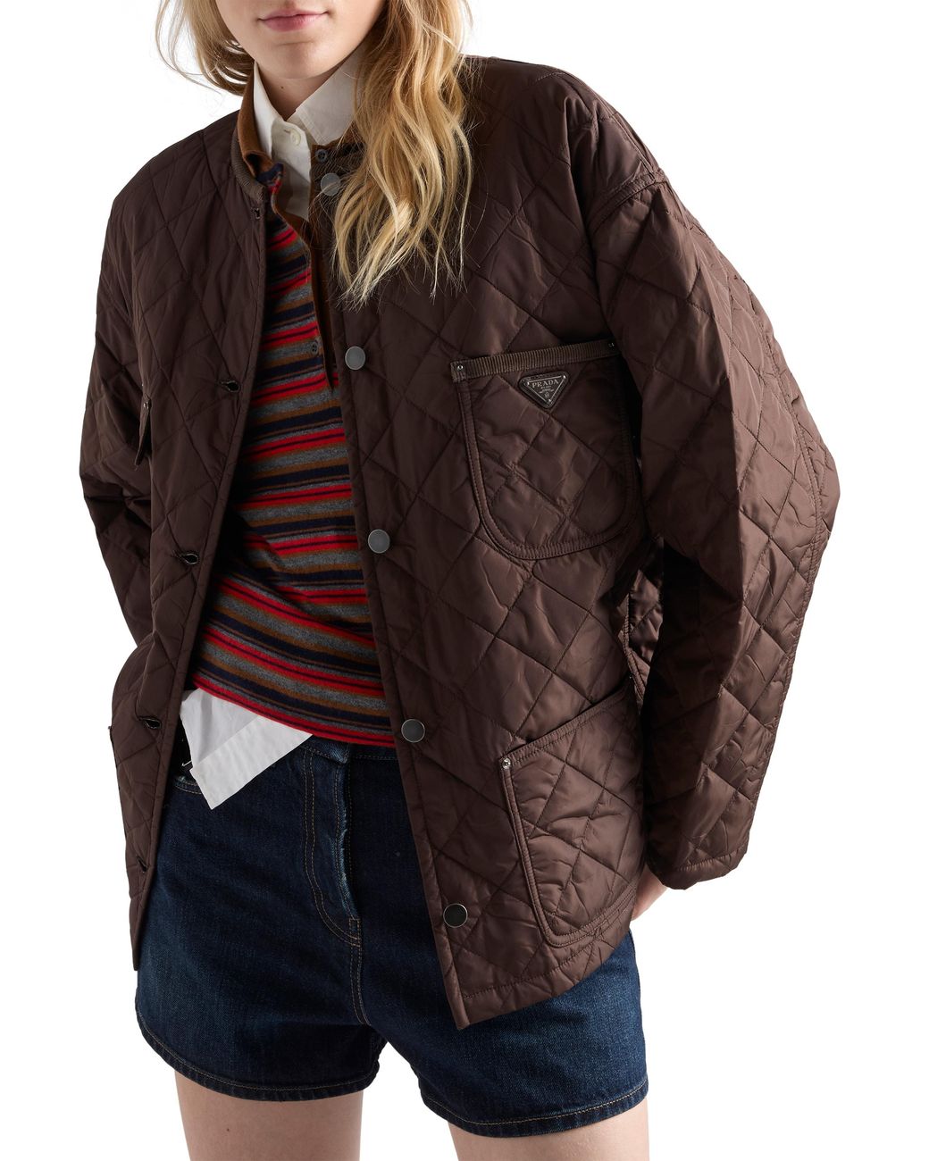 Prada Brown Lightweight, Quilted Re-Nylon Jacket