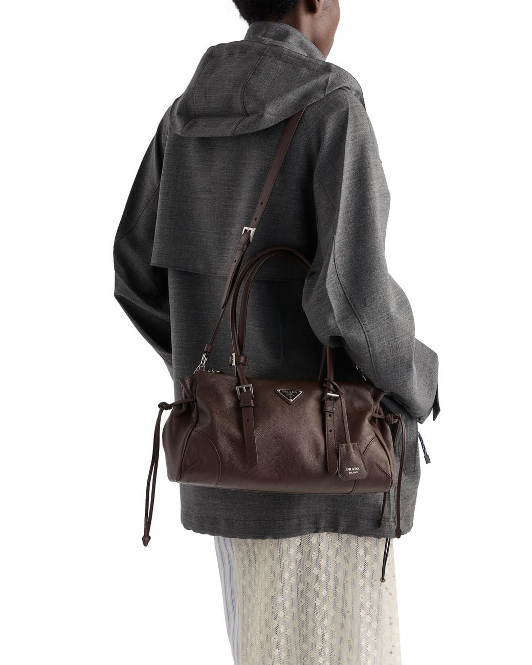 Prada Brown Karin Medium Antiqued Leather Tote Bag
