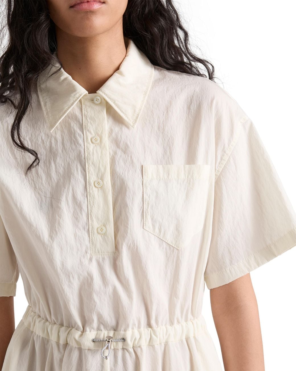 Prada White Short-Sleeved Technical Pongé Dress