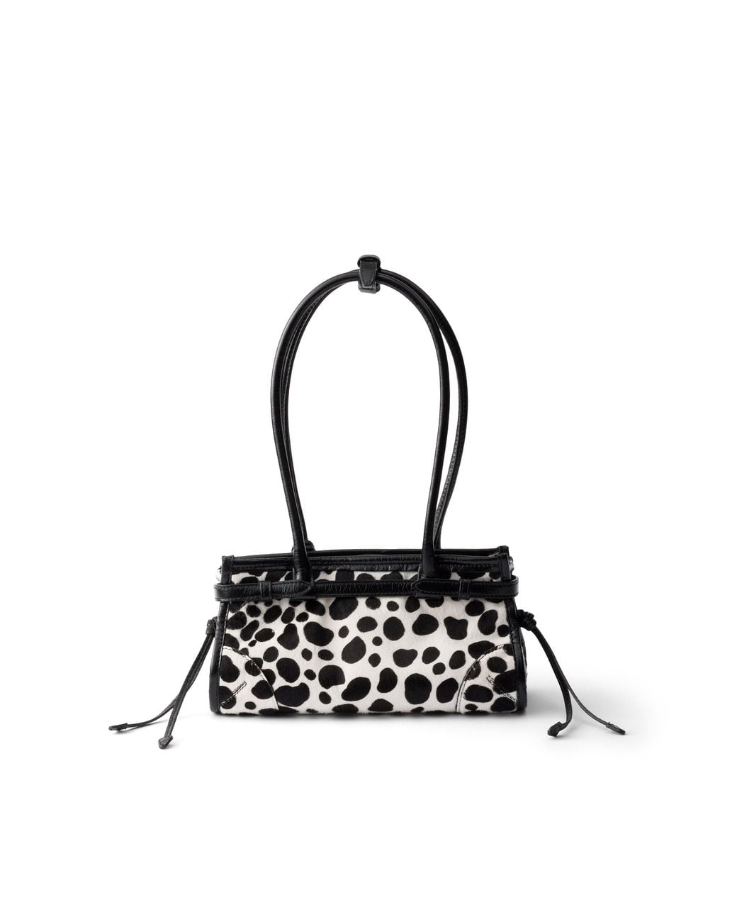 Prada White Bonnie Small Printed Calf Hair And Leather Handbag
