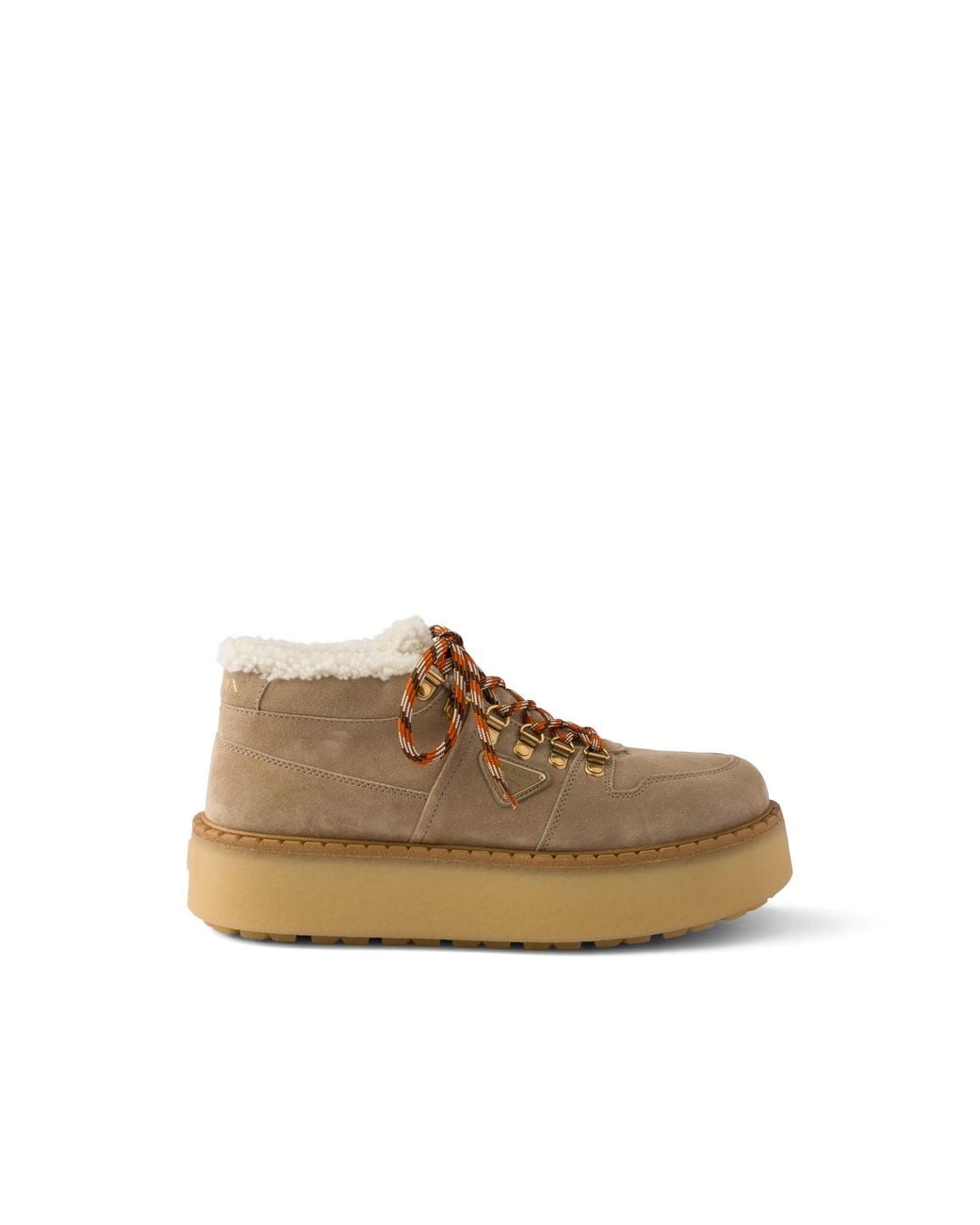 Prada Multicolor Shearling-Lined Suede Booties