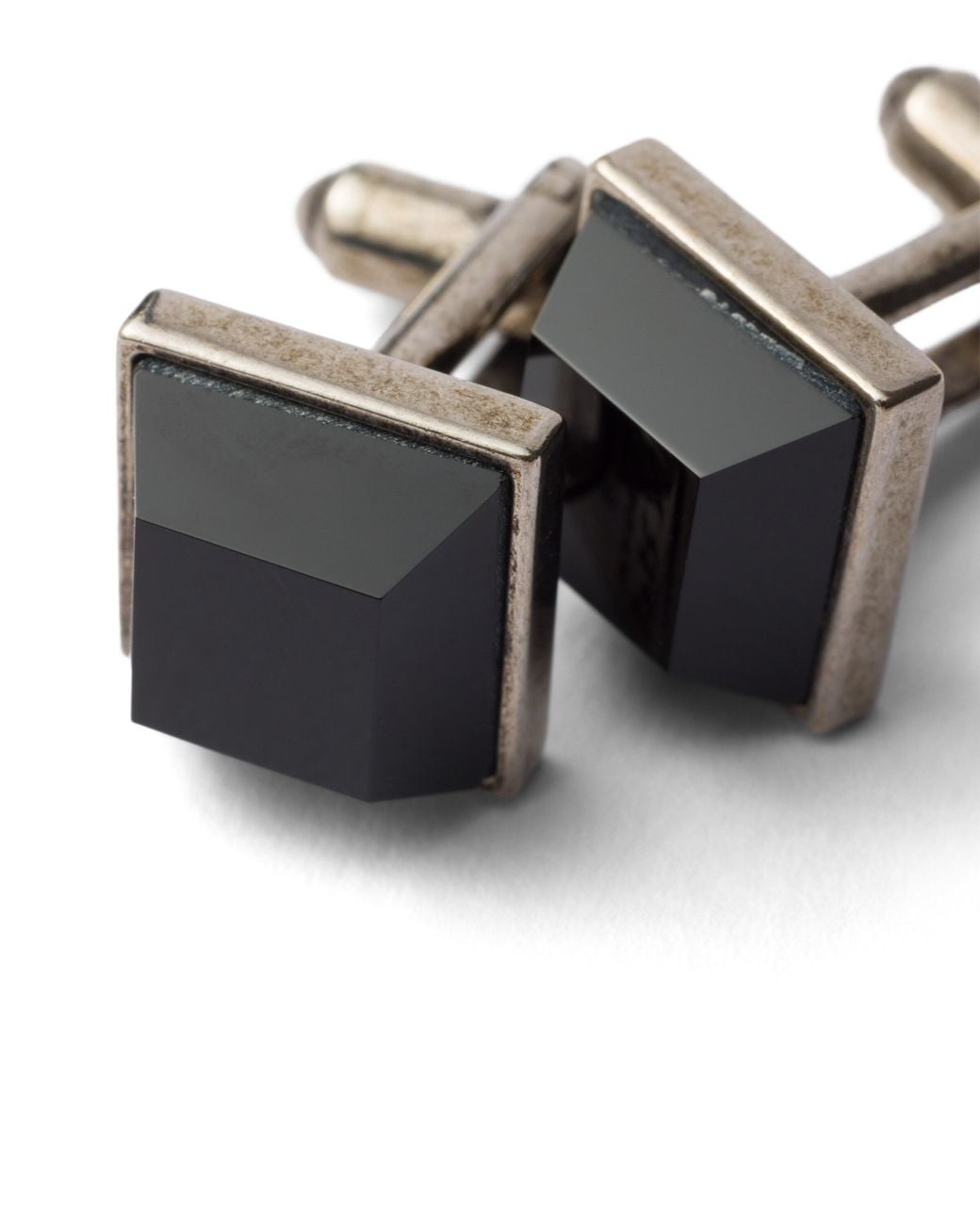 Prada White Metal And Semi-Precious Stone Cufflinks for men