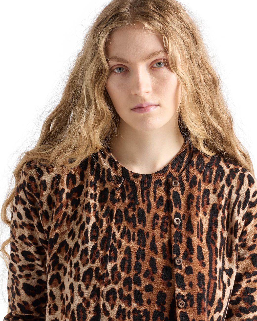 Prada Brown Short-Sleeved Printed Cashmere Sweater
