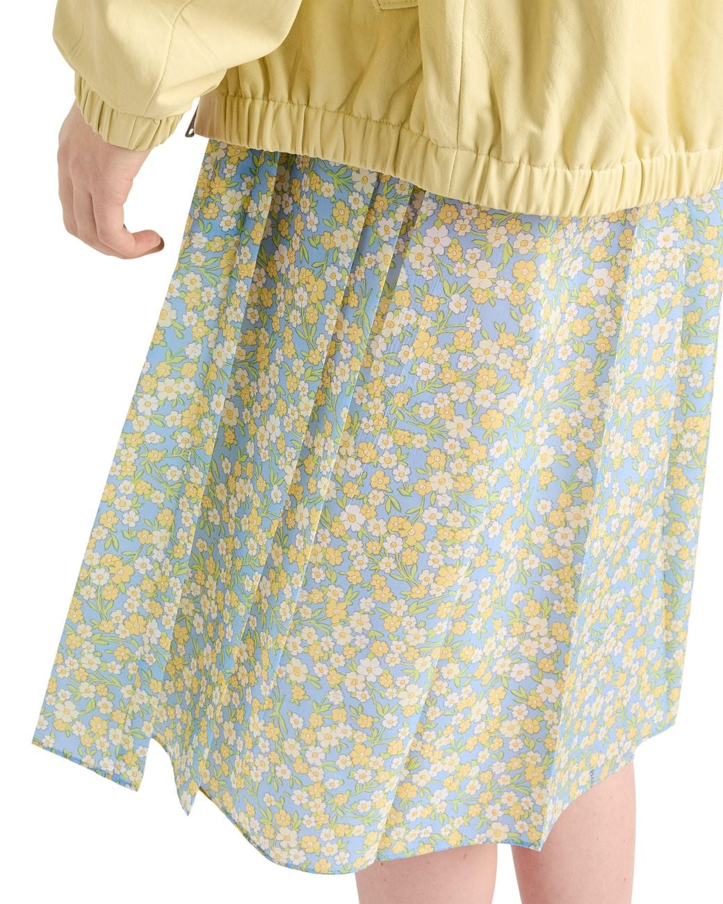 Prada Green Full Floral Print Re-Nylon Skirt Cream