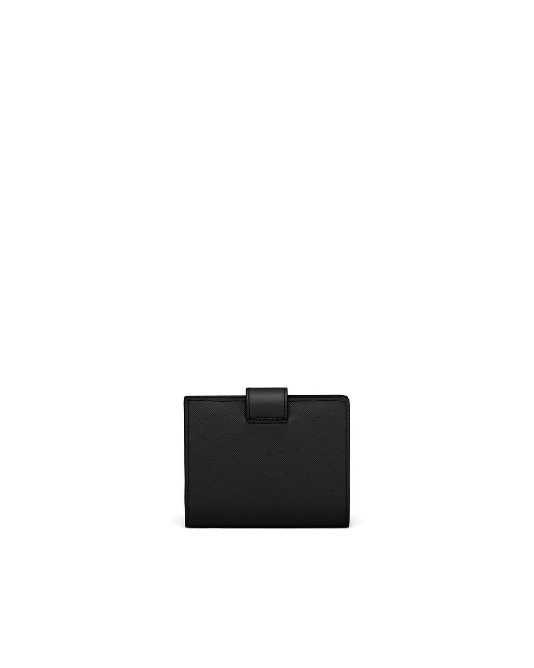 Prada Black Small Saffiano And Smooth Leather Wallet