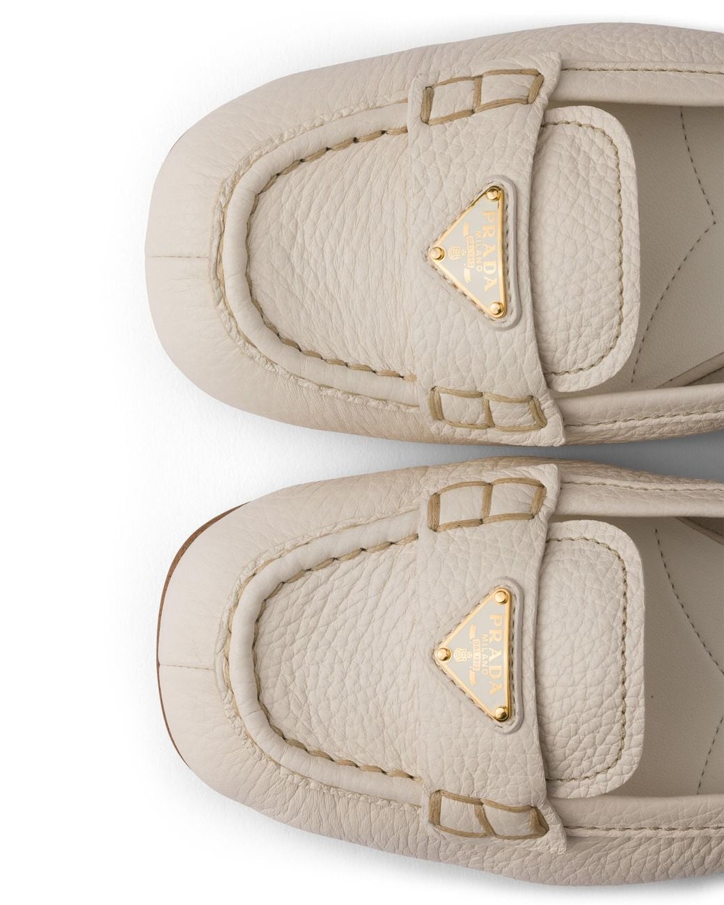 Prada White Leather Loafers