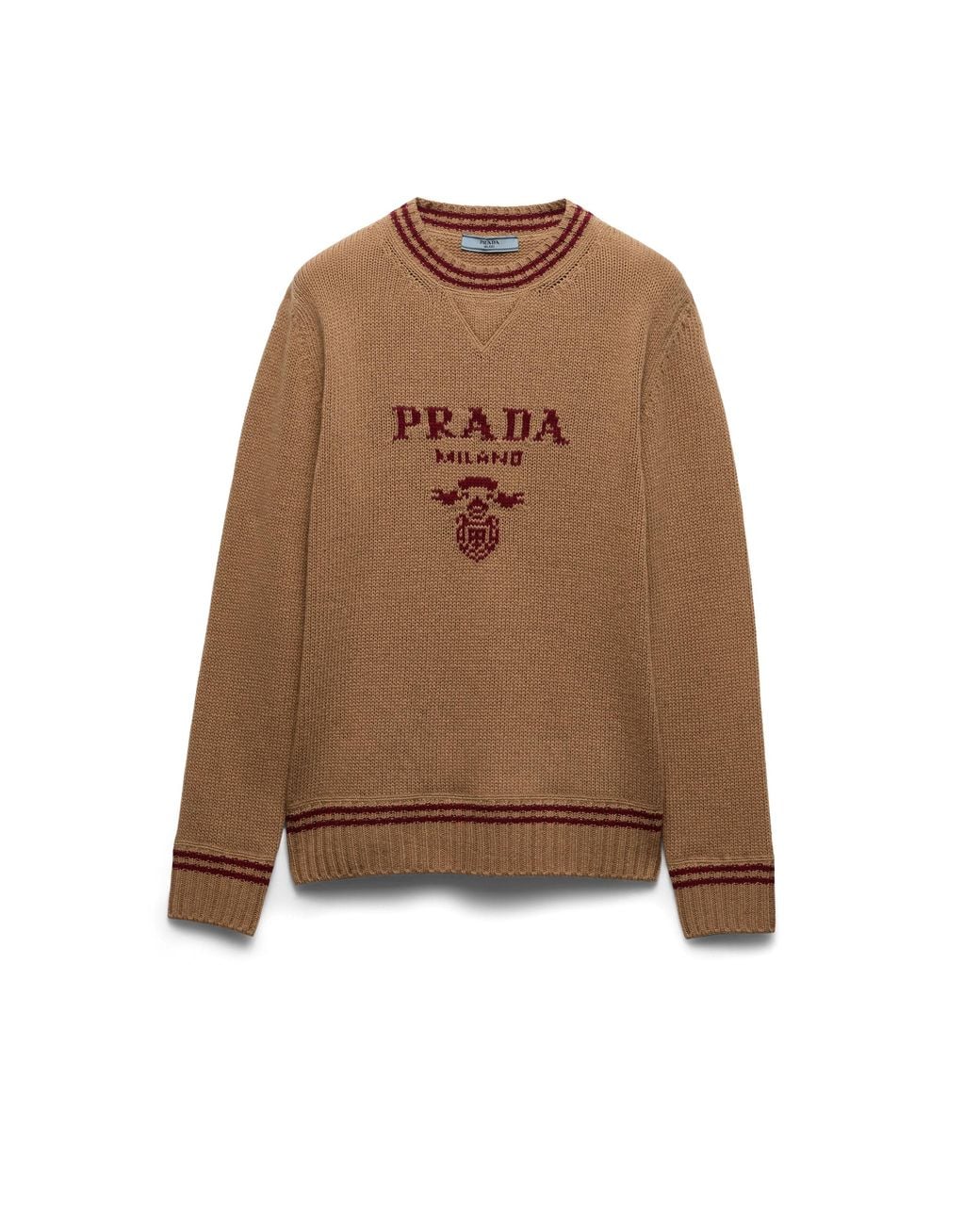 Pull À Logo En Intarsia Prada en coloris Brown