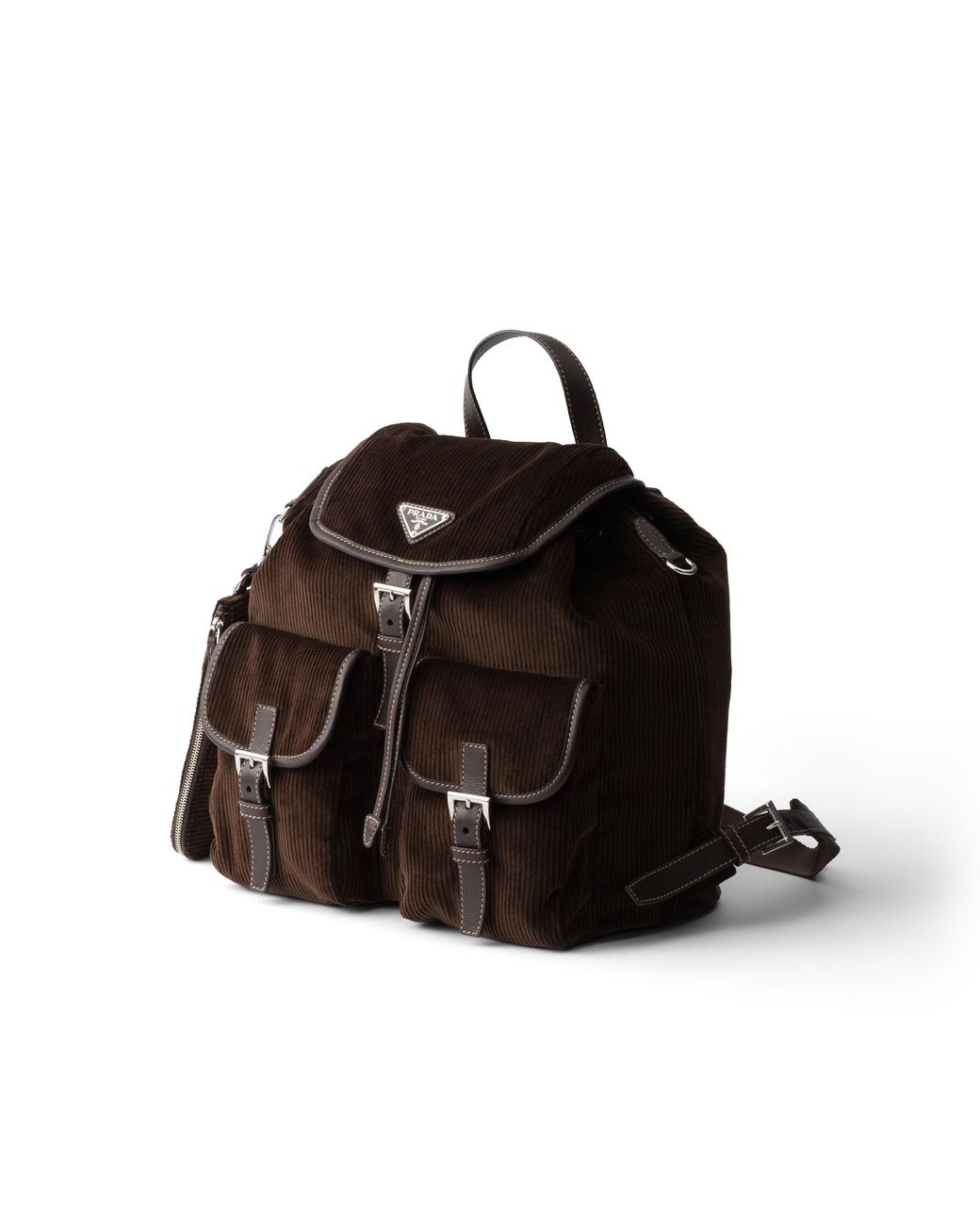 Prada Black Medium Corduroy And Leather Backpack