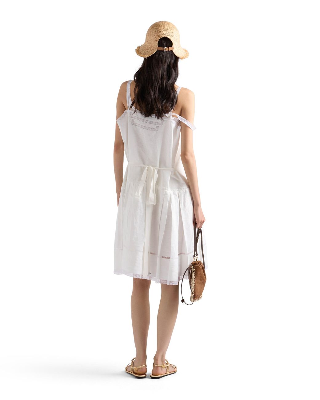 Prada White Embroidered Linen Dress