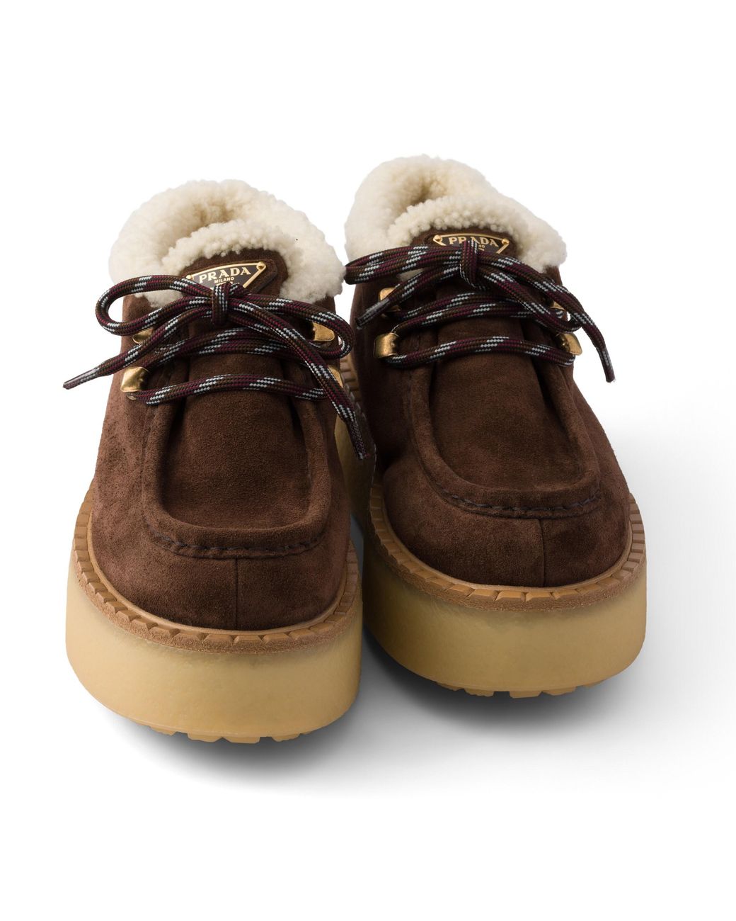 Prada Brown Shearling Lined Suede Booties