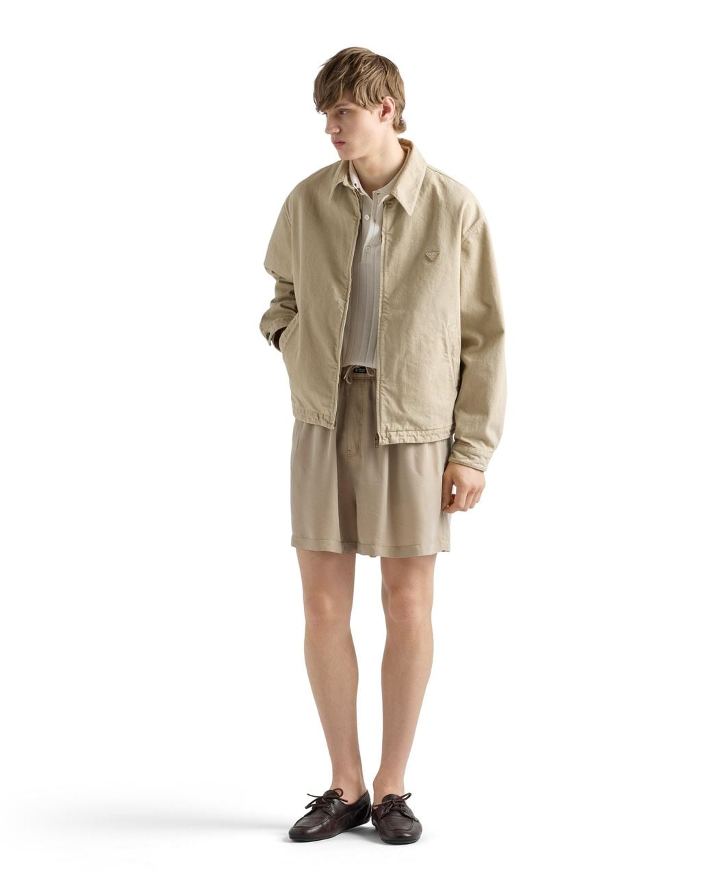 Prada Natural Old Denim Blouson Jacket, Sand for men