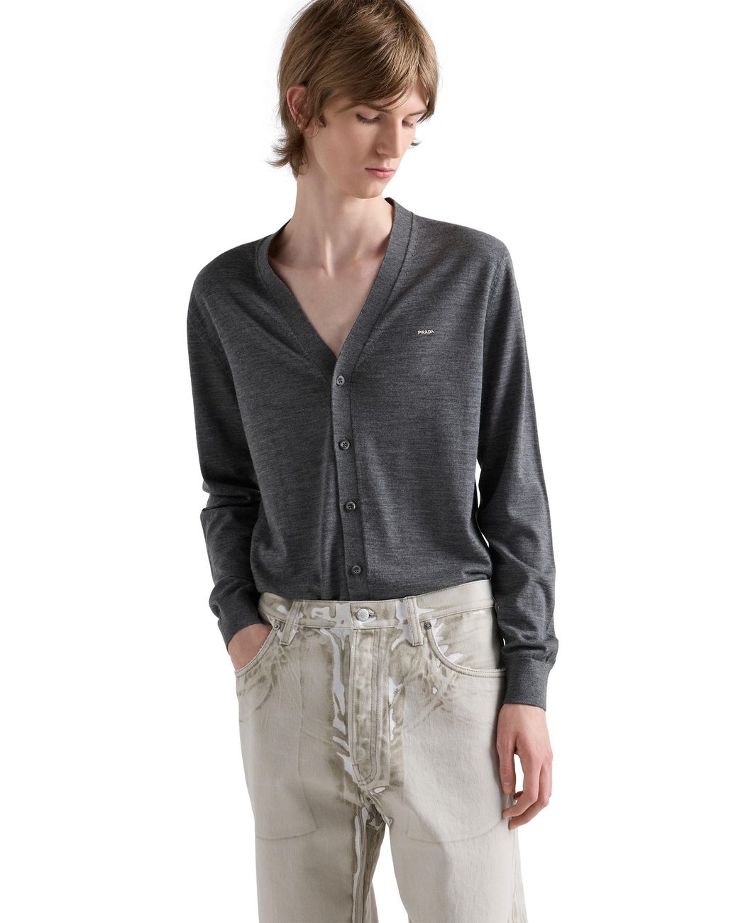 Prada Blue Superfine Wool Cardigan for men