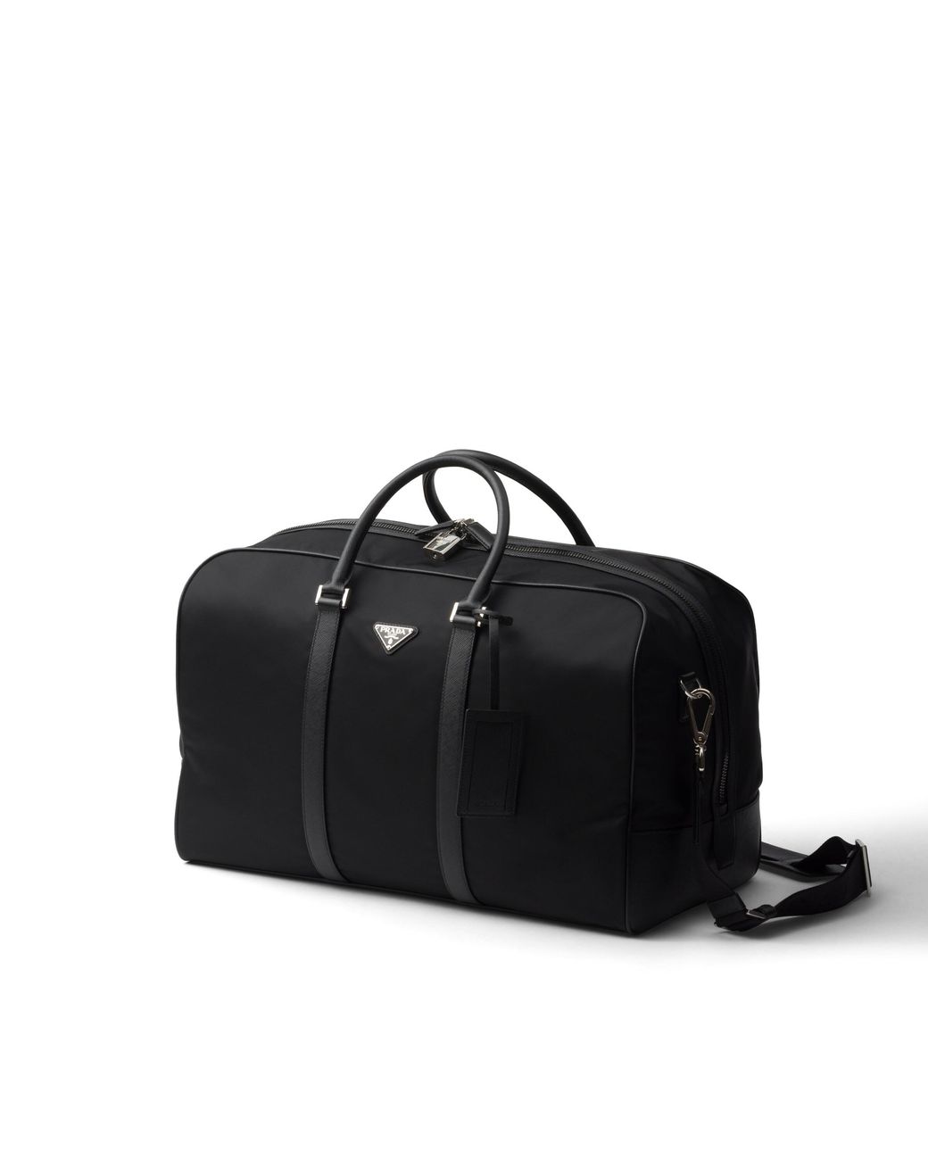 Prada Black Re-Nylon And Saffiano Leather Duffel Bag