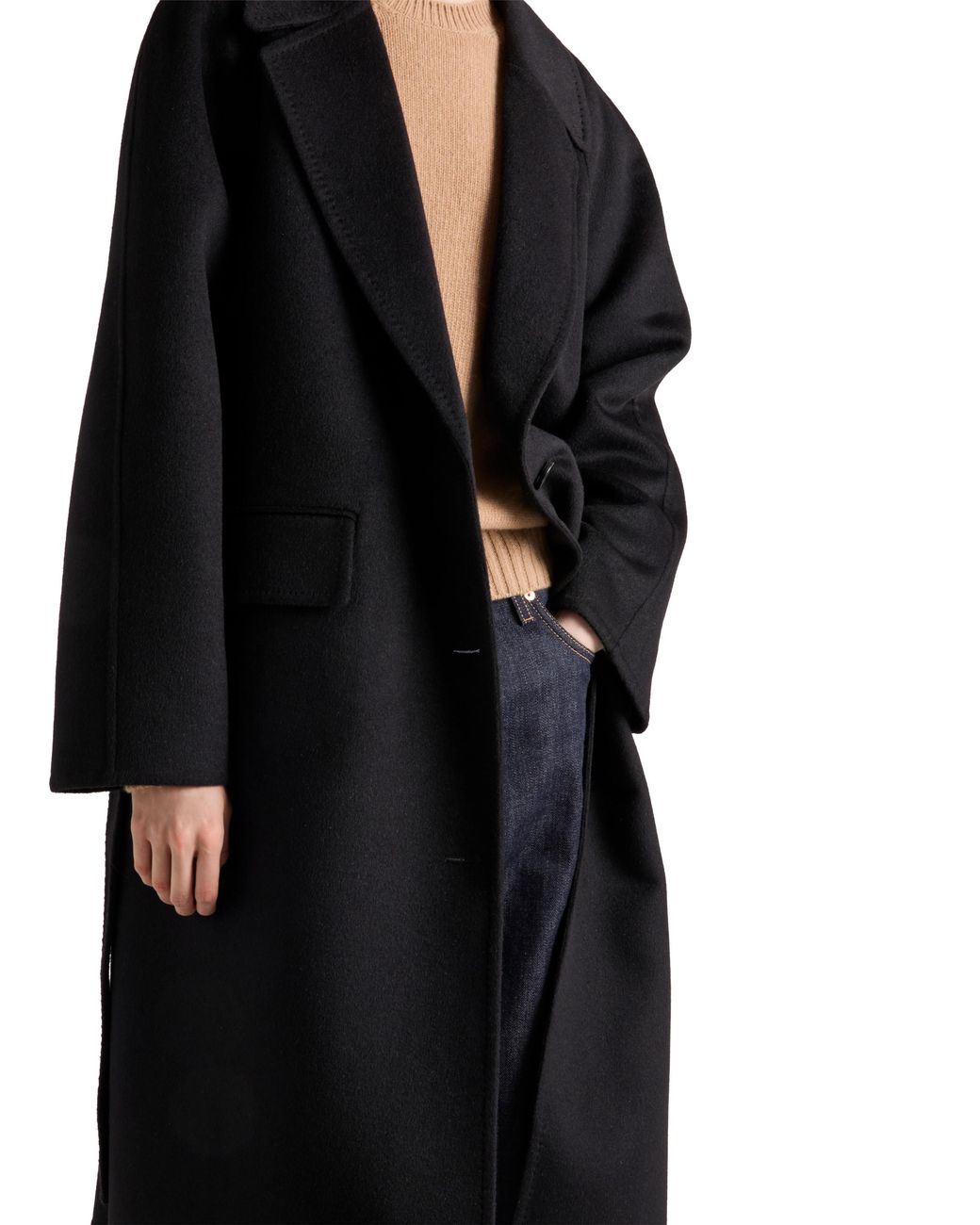 Prada Black Single-Breasted Cashgora Coat
