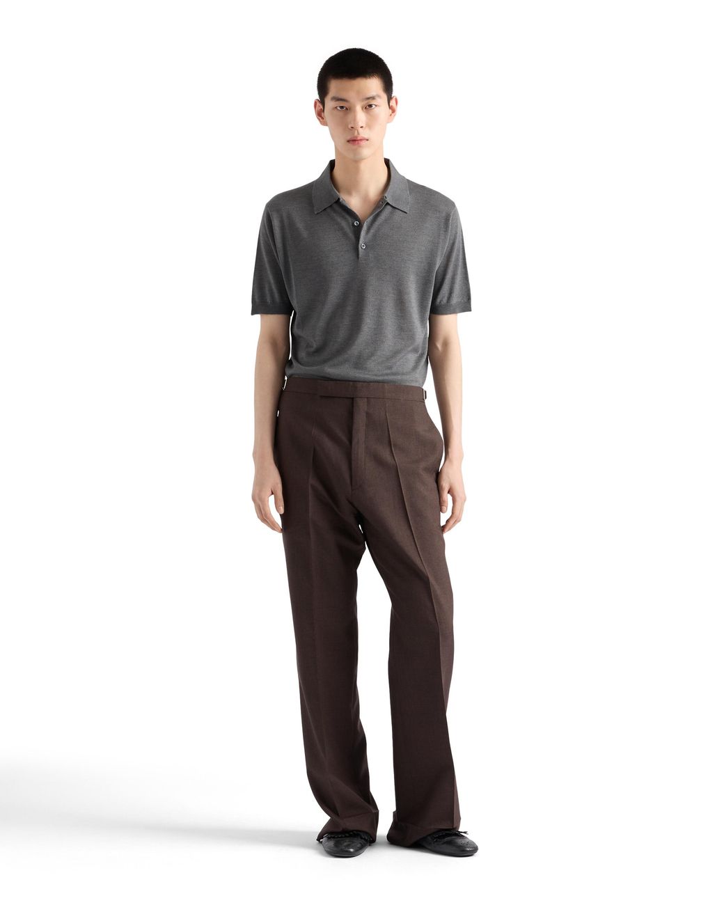 Prada Gray Cashmere And Silk Polo Shirt for men