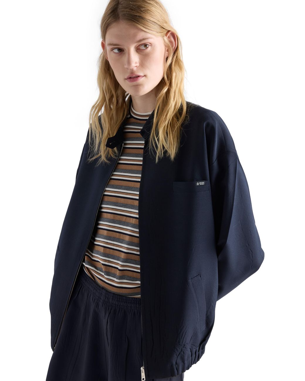 Prada Blue Mohair-Wool Blouson Jacket