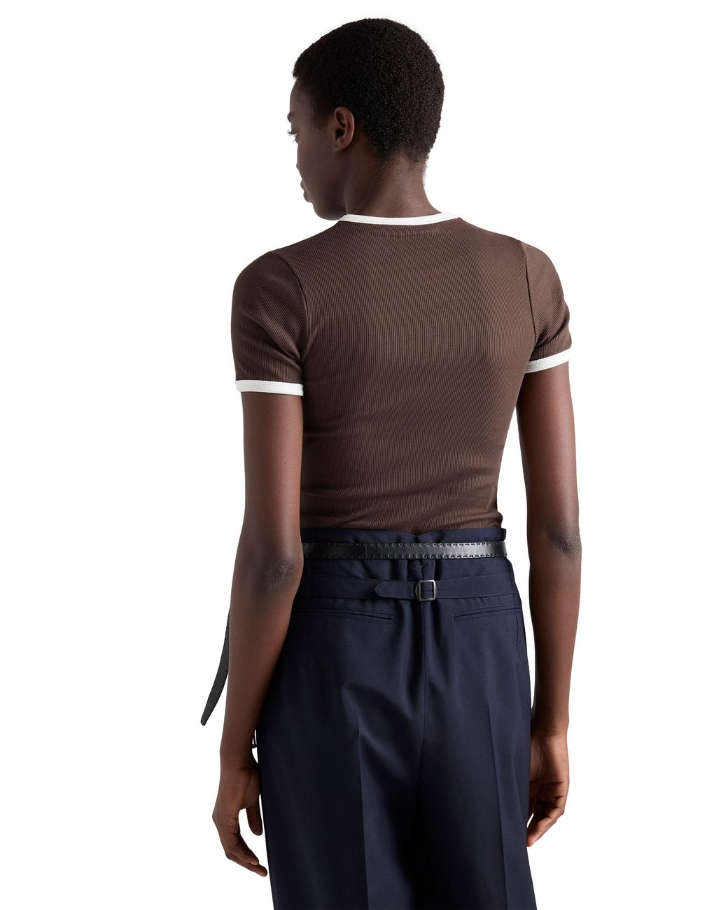 Prada Brown Ribbed Knit Top