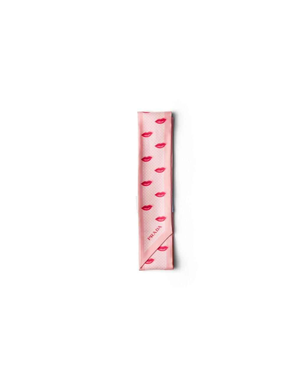 Prada White Printed Silk Twill Skinny Scarf, Alabaster