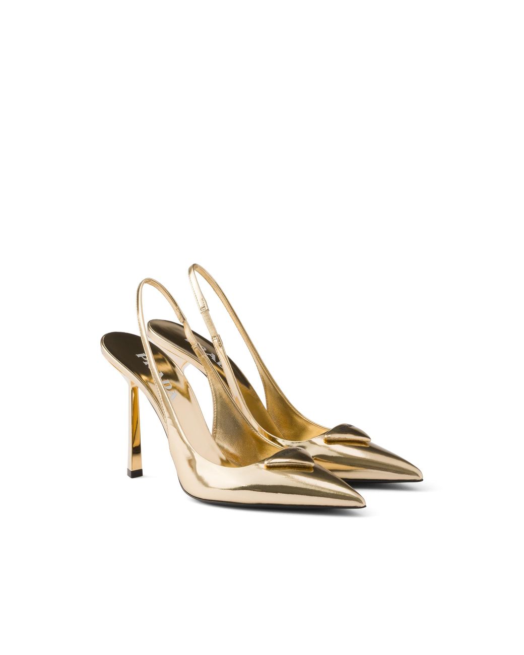 Prada Metallic Leather Slingback Pumps, Platinum