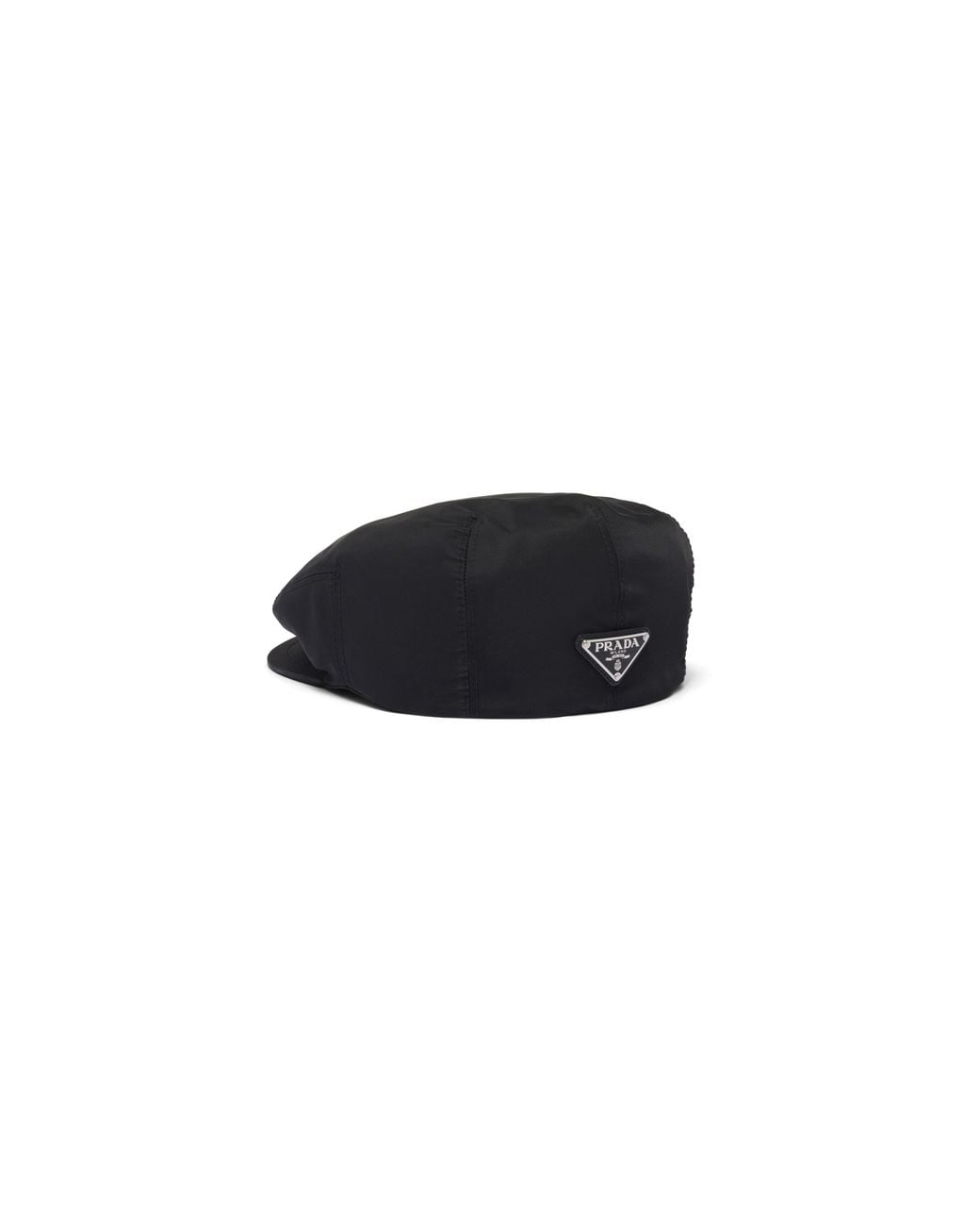 Prada Black Triangle-Plaque Nylon Beret Hat for men