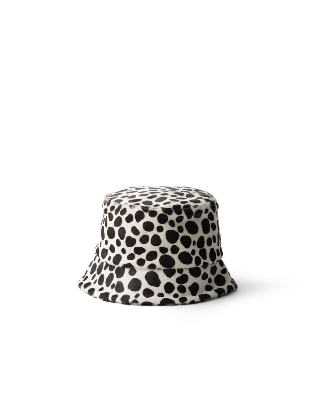 Prada White Printed Calf Hair Bucket Hat