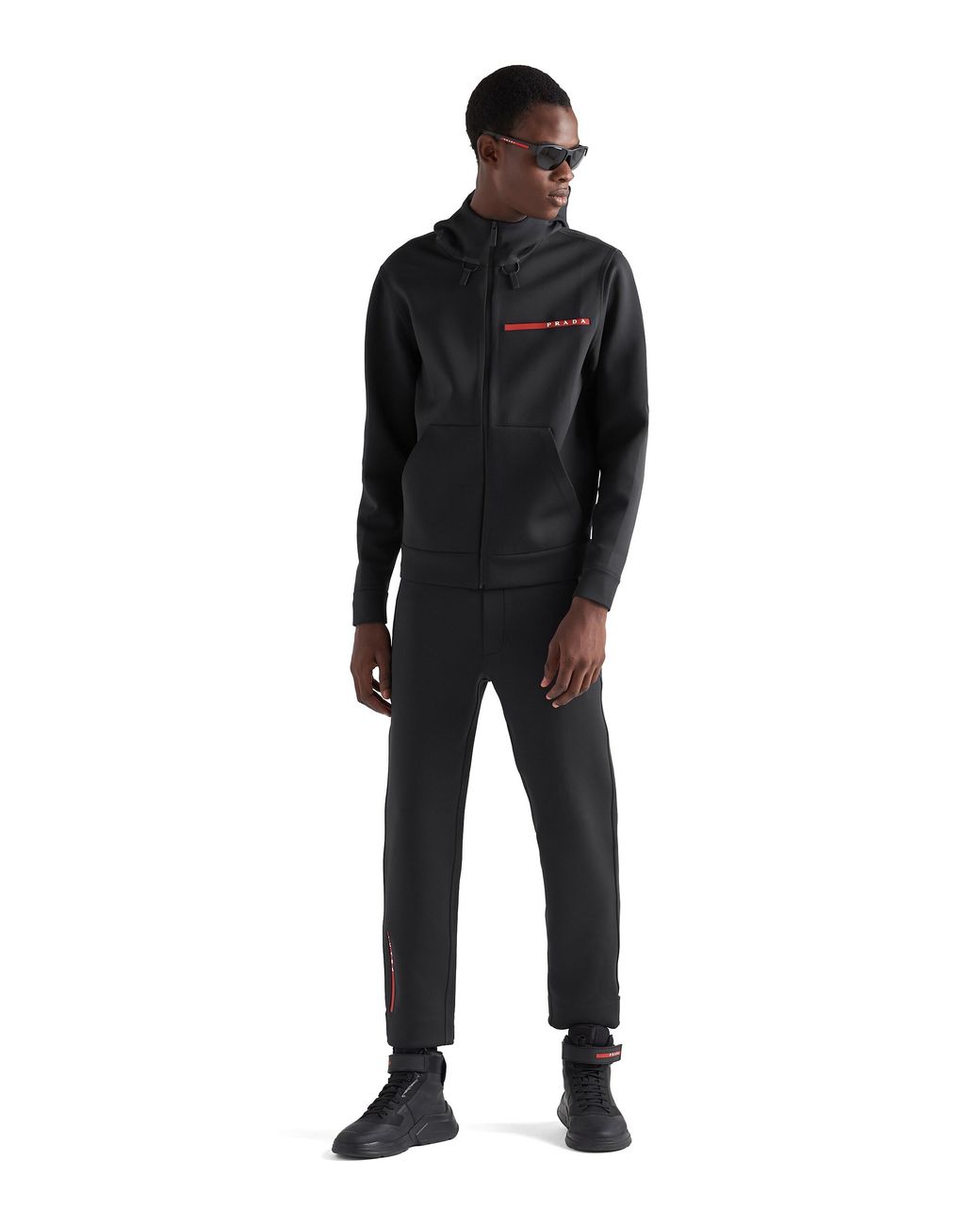 Prada Black Technical Fabric Hoodie for men