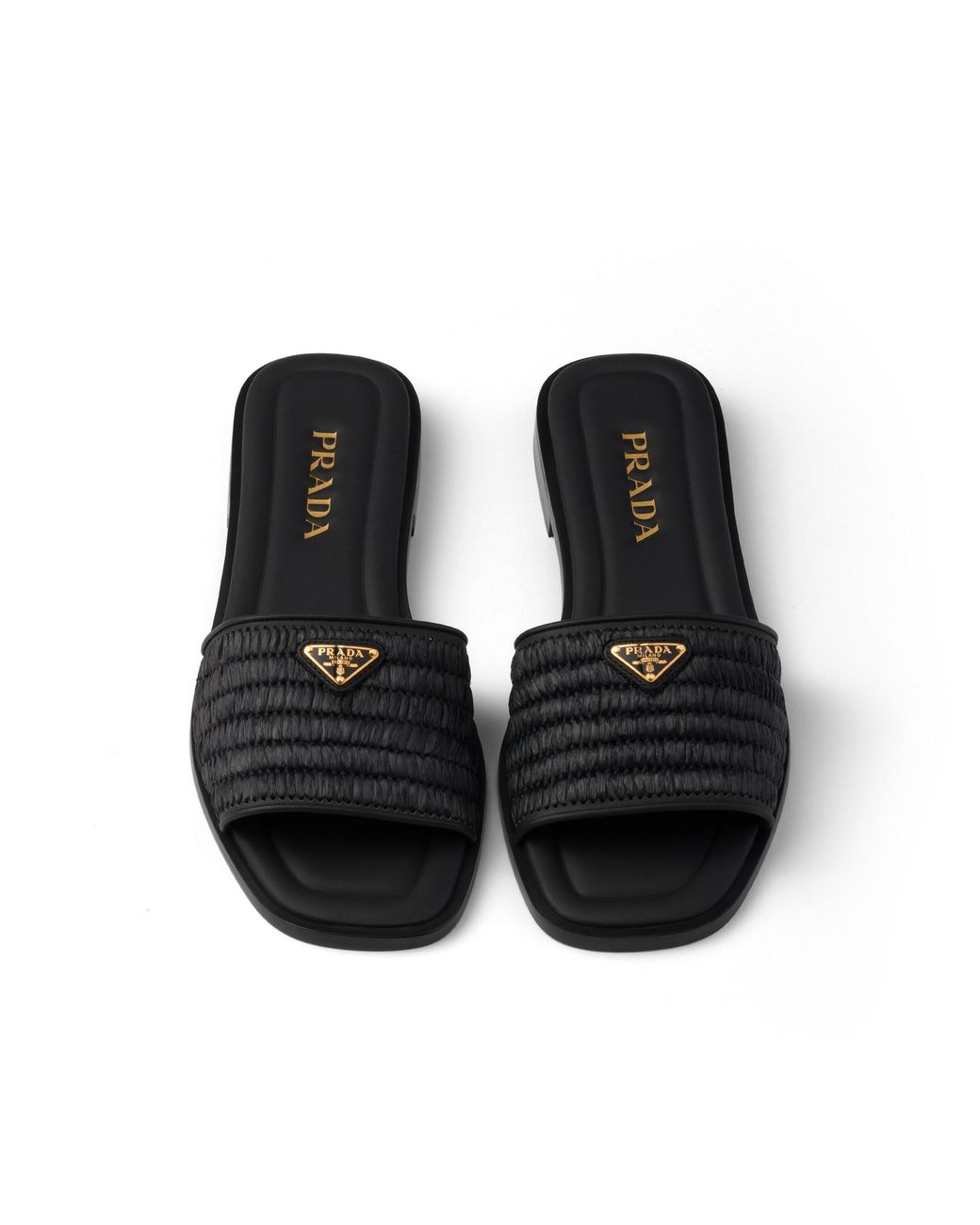 Prada White Leather Slides With Crochet Details