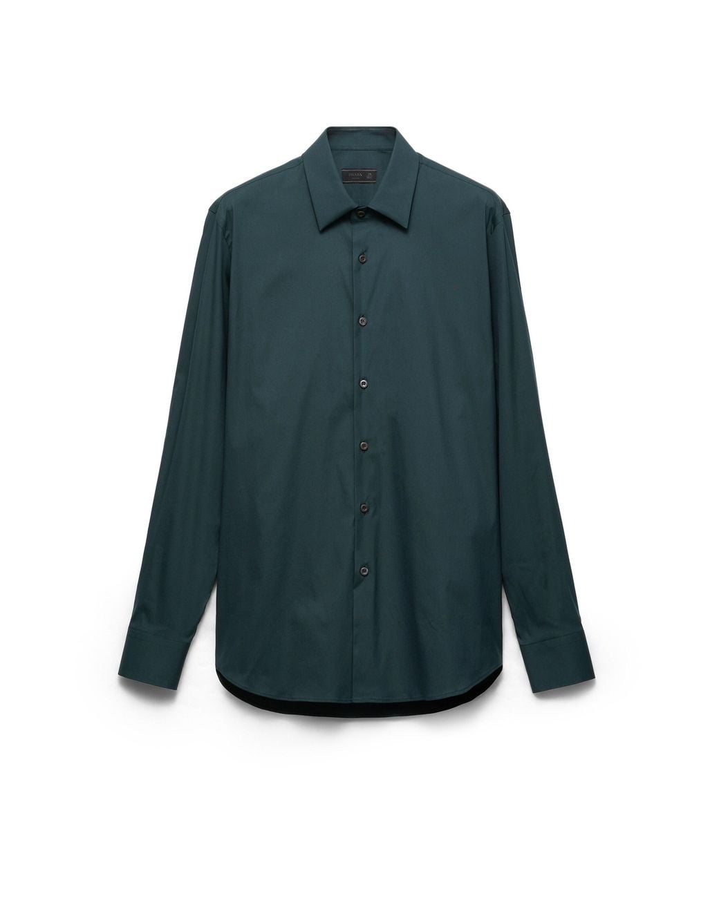 Prada Blue Stretch Cotton Shirt for men