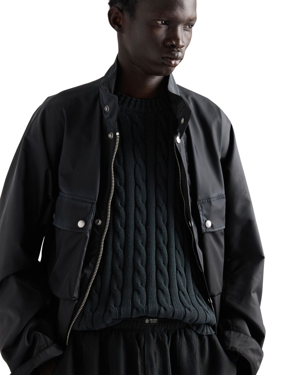 Prada Black Cotton Crew-Neck Sweater for men
