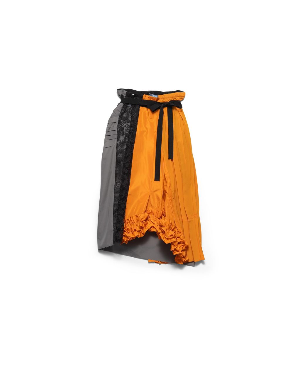 Prada Orange Technical Taffeta Patchwork Skirt
