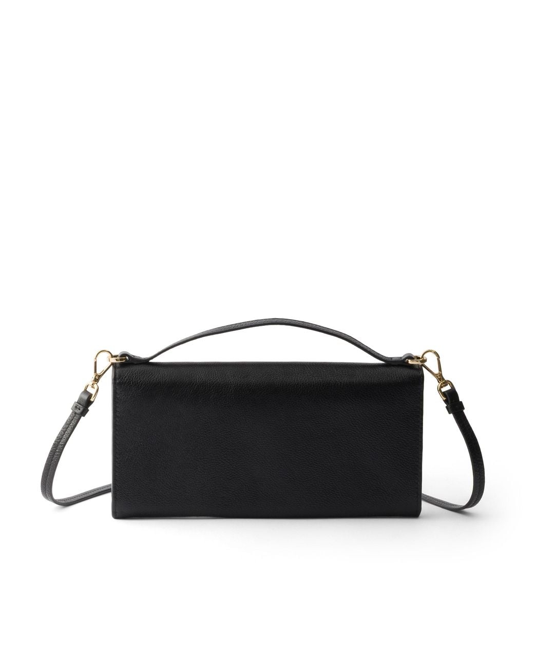 Prada Black Leather Wallet With Shoulder Strap