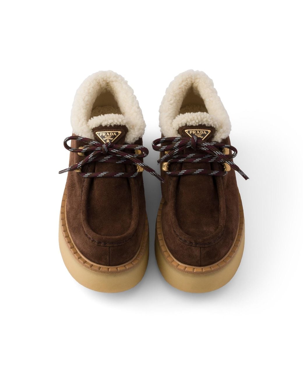 Prada Brown Shearling Lined Suede Booties