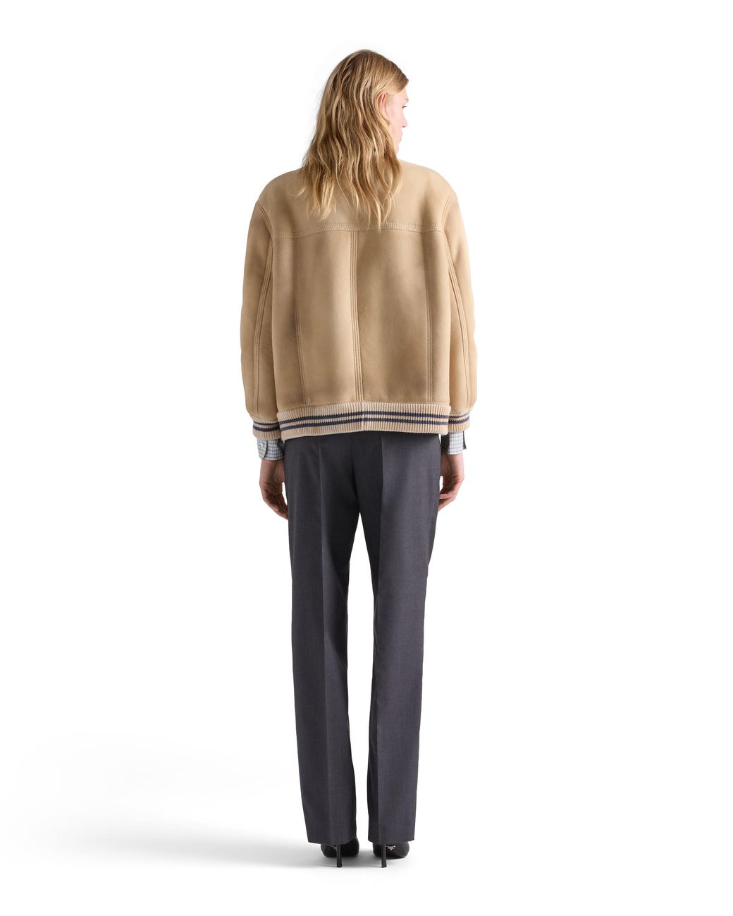 Prada Natural Sheepskin Bomber Jacket