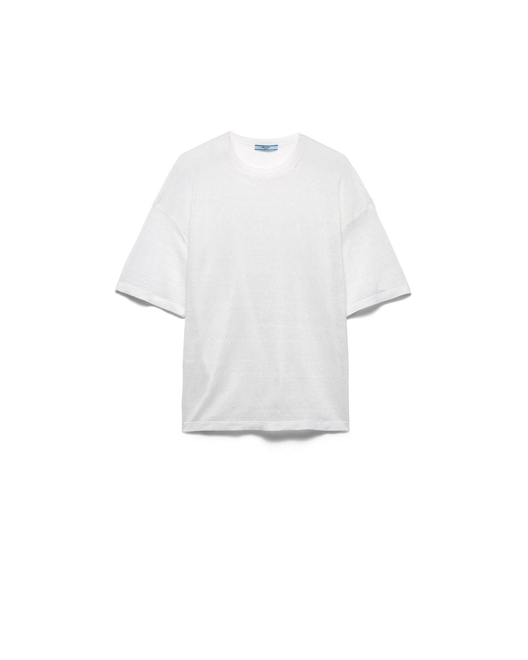Prada White Short-Sleeved Linen T-Shirt