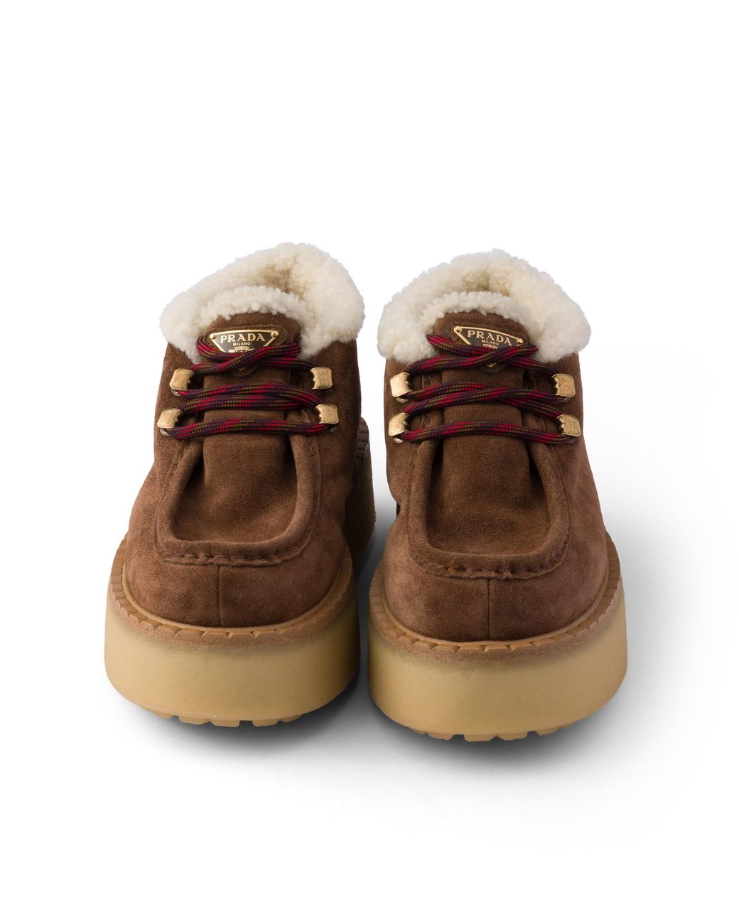 Prada Brown Shearling Lined Suede Booties