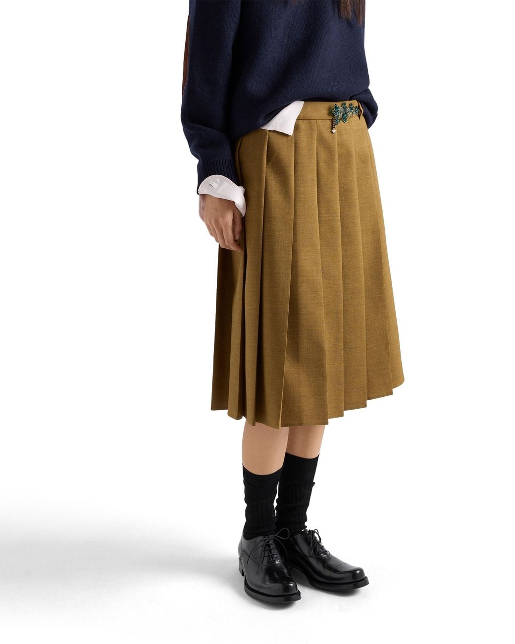 Prada Natural Hopsack Midi-Skirt