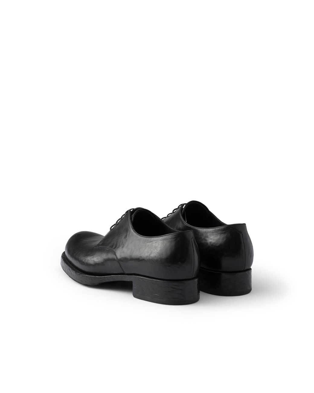Prada Black Antiqued Leather Lace-Up Shoes for men