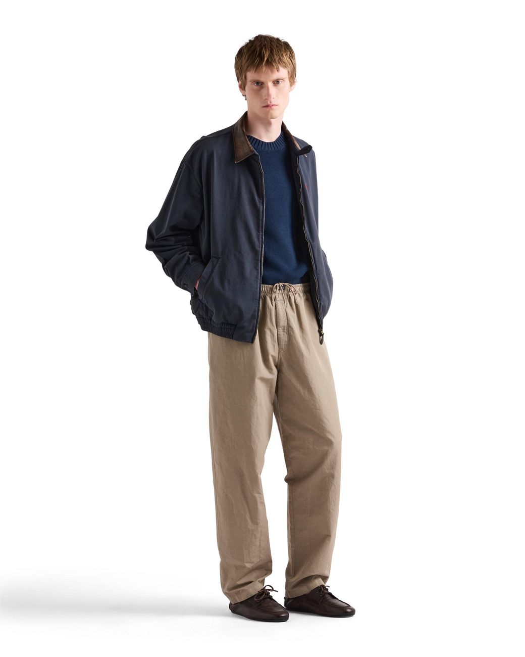 Prada Blue Cotton Crew-Neck Sweater for men