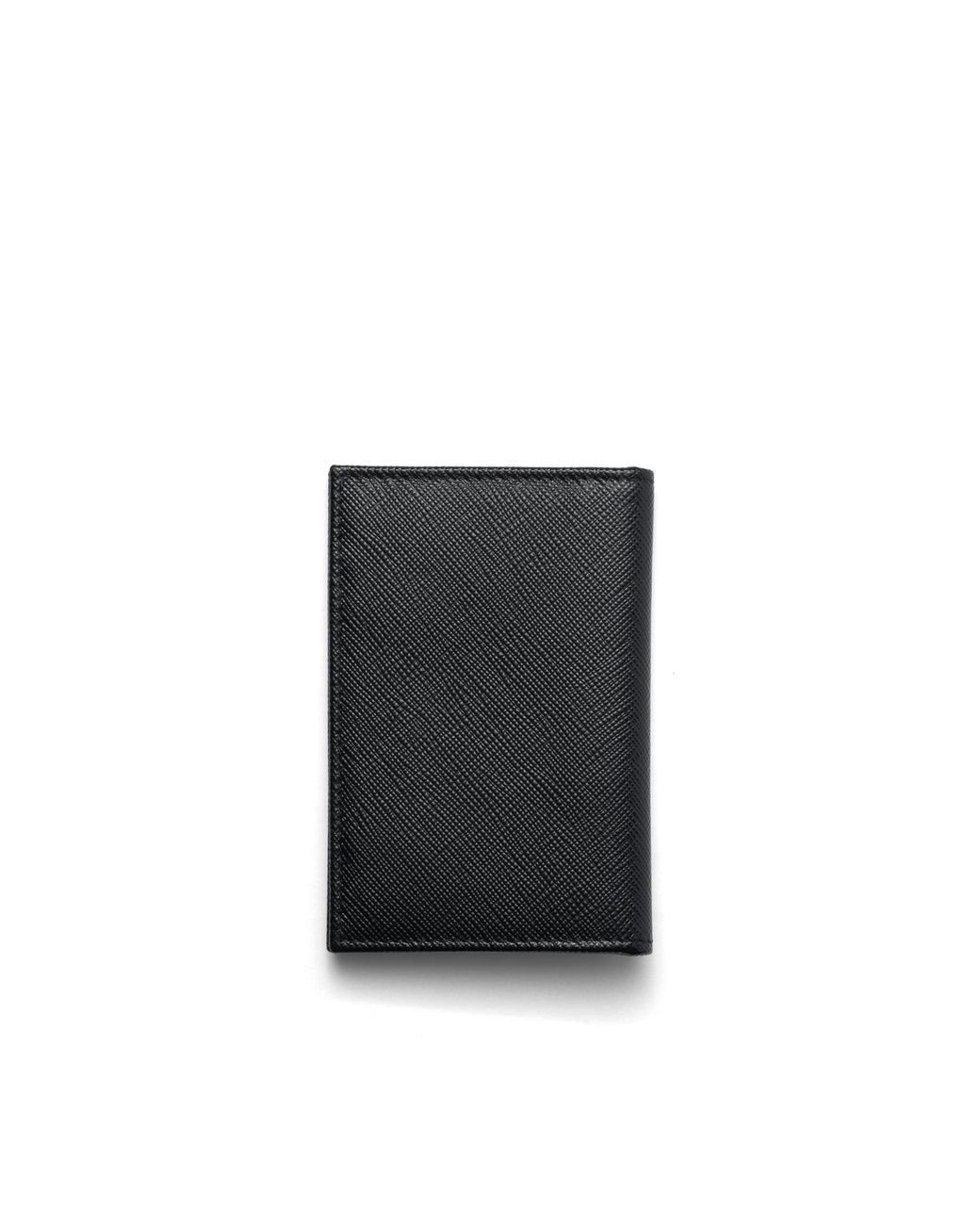 Prada Black Logo-Plaque Leather Bifold Wallet for men