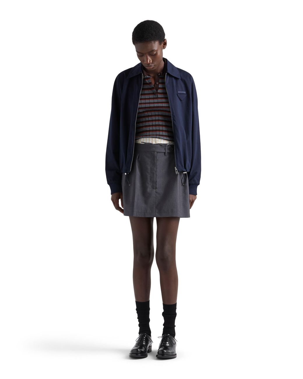 Prada Blue Light Mohair Miniskirt, Slate