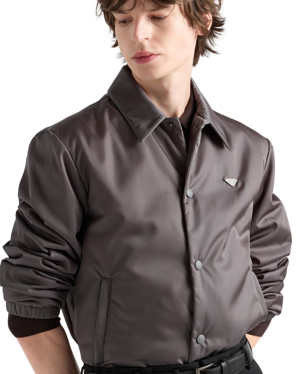 Prada Brown Re-Nylon Blouson Jacket, Iron for men