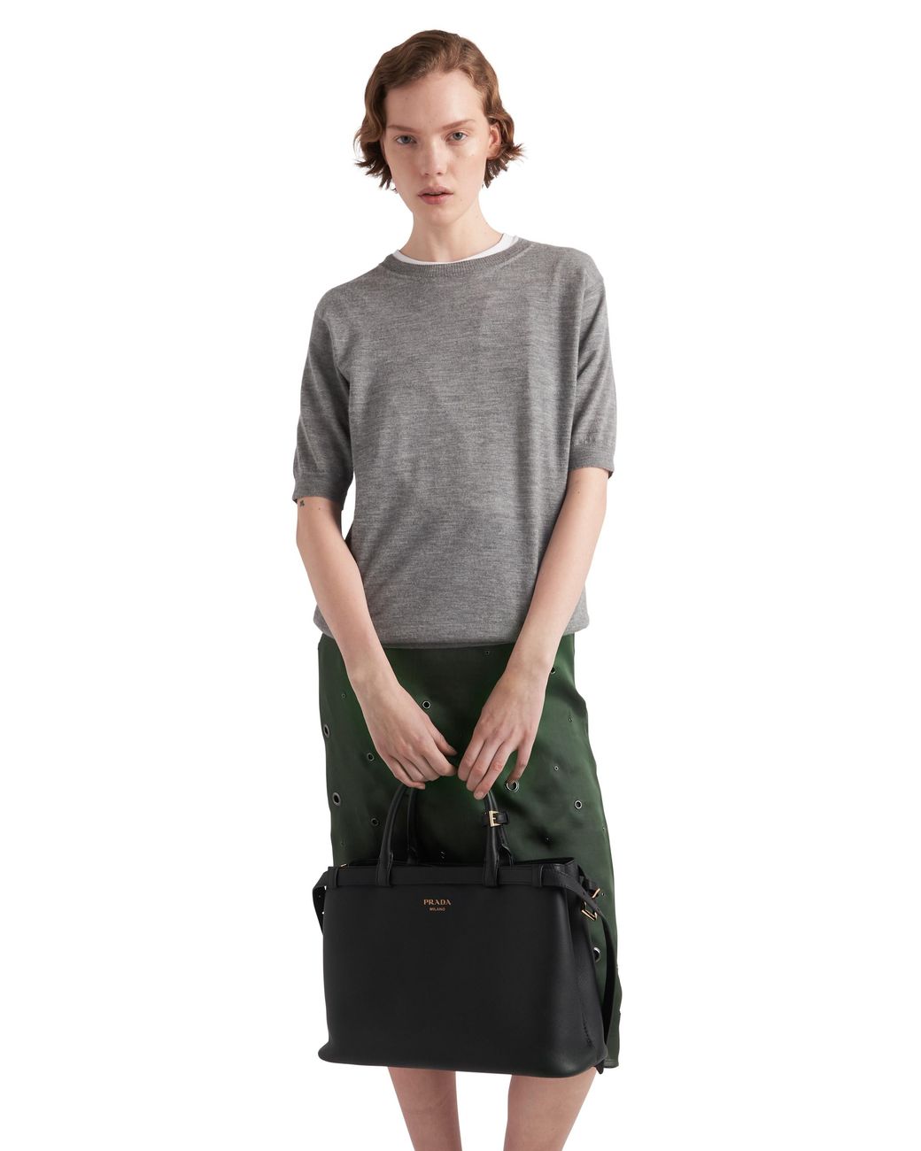 Prada Gray Cashmere Crew-neck Sweater