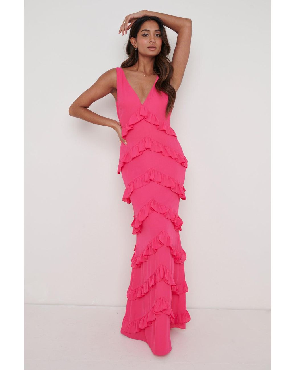 lavish pink ruffle dress