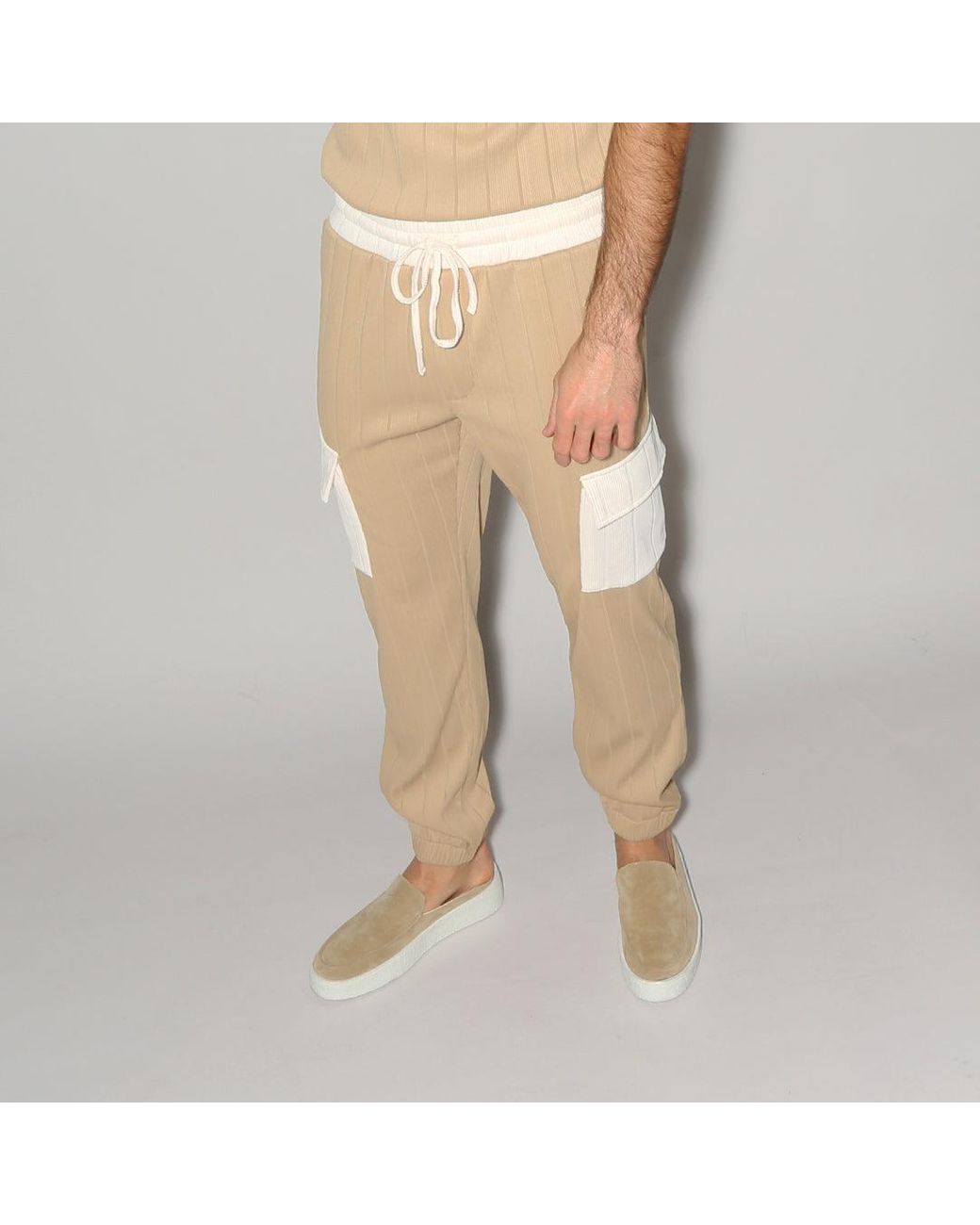 Tan/ecru Tait Contrast Cargo Trouser 