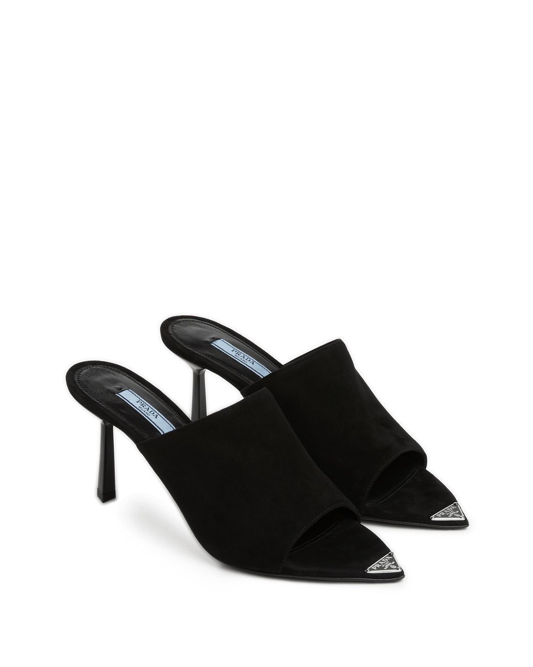 Mules en daim Prada en coloris Black