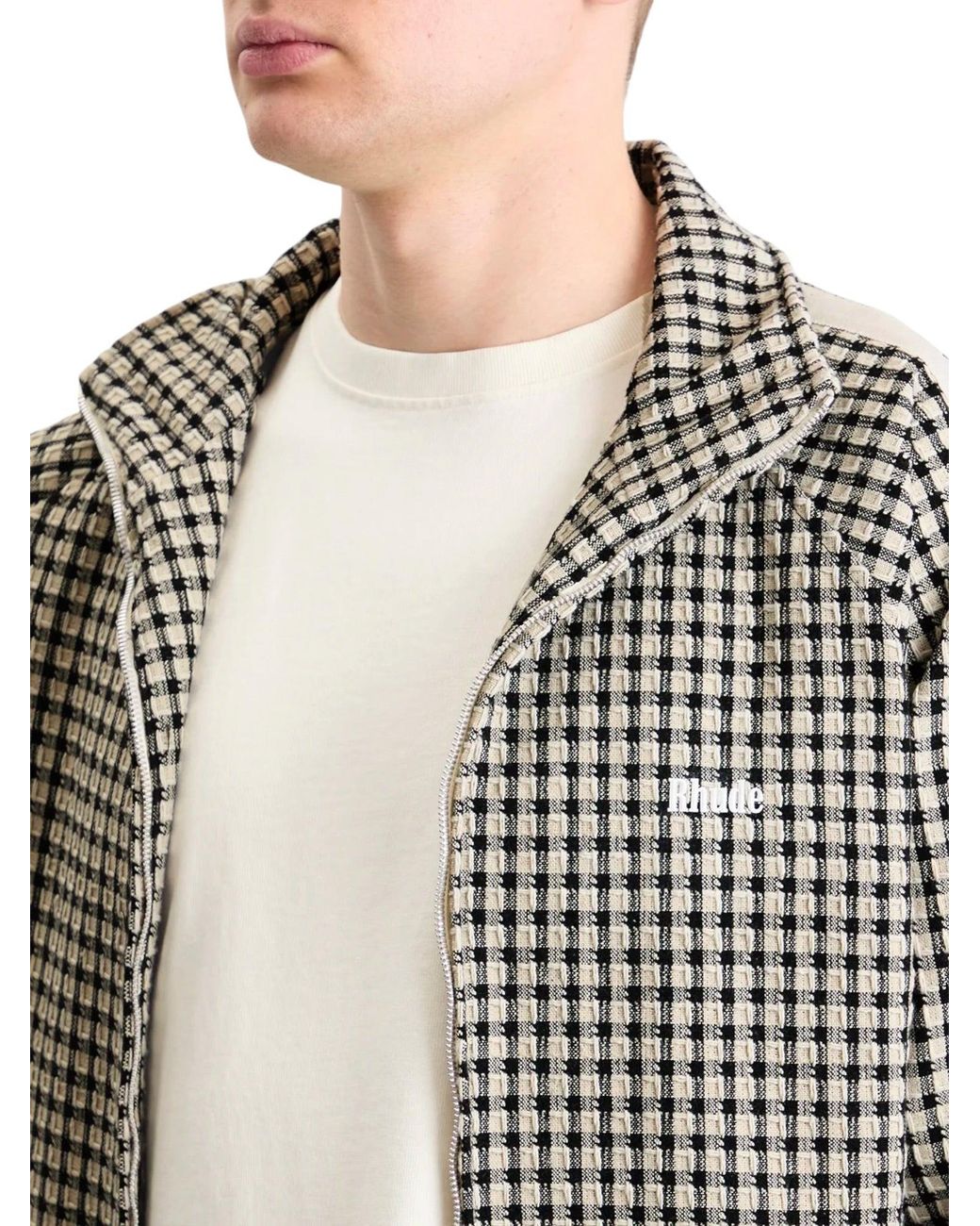 Rhude White Gingham Hamptons Track Jacket for men