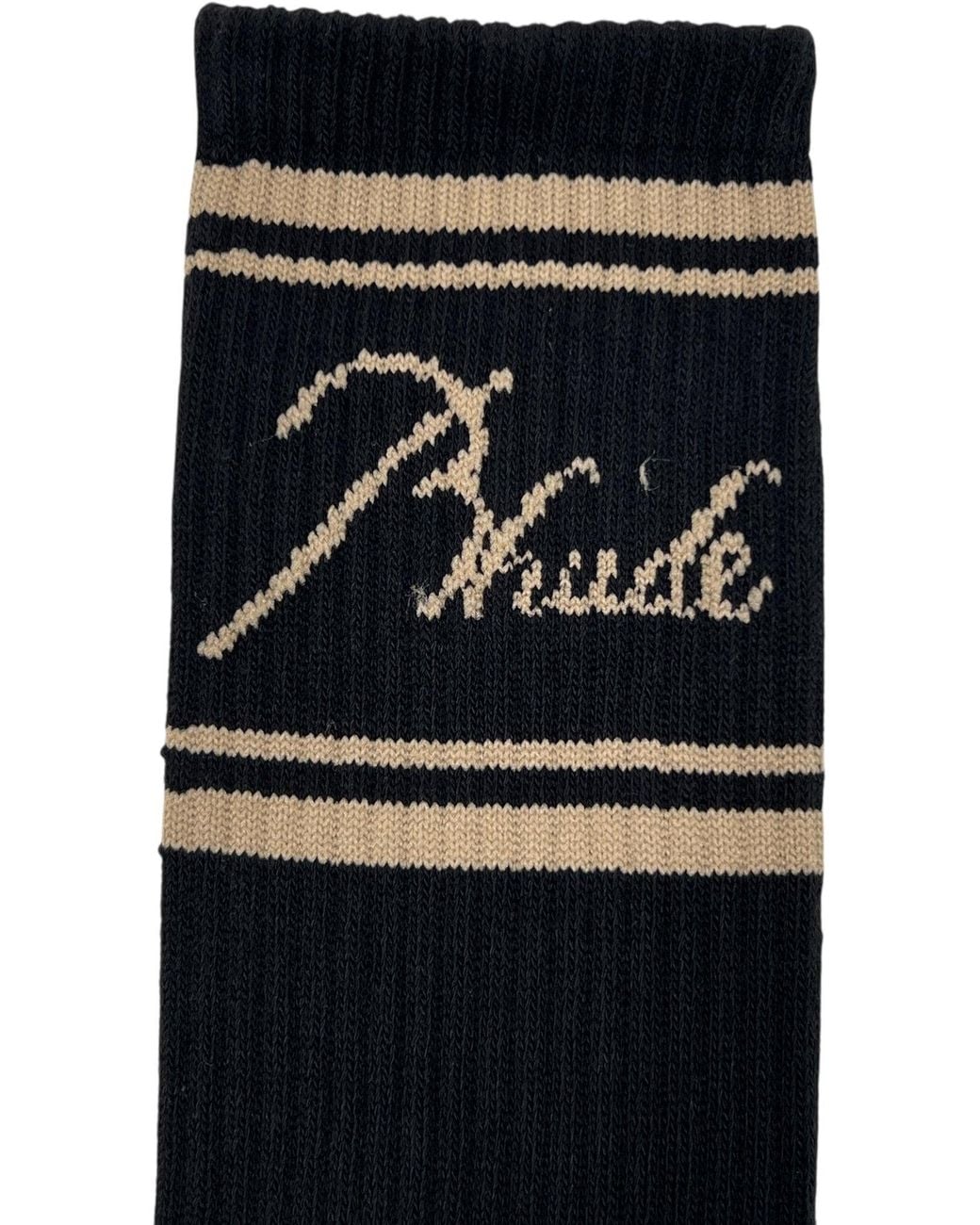 Rhude Black Script Logo Sock for men