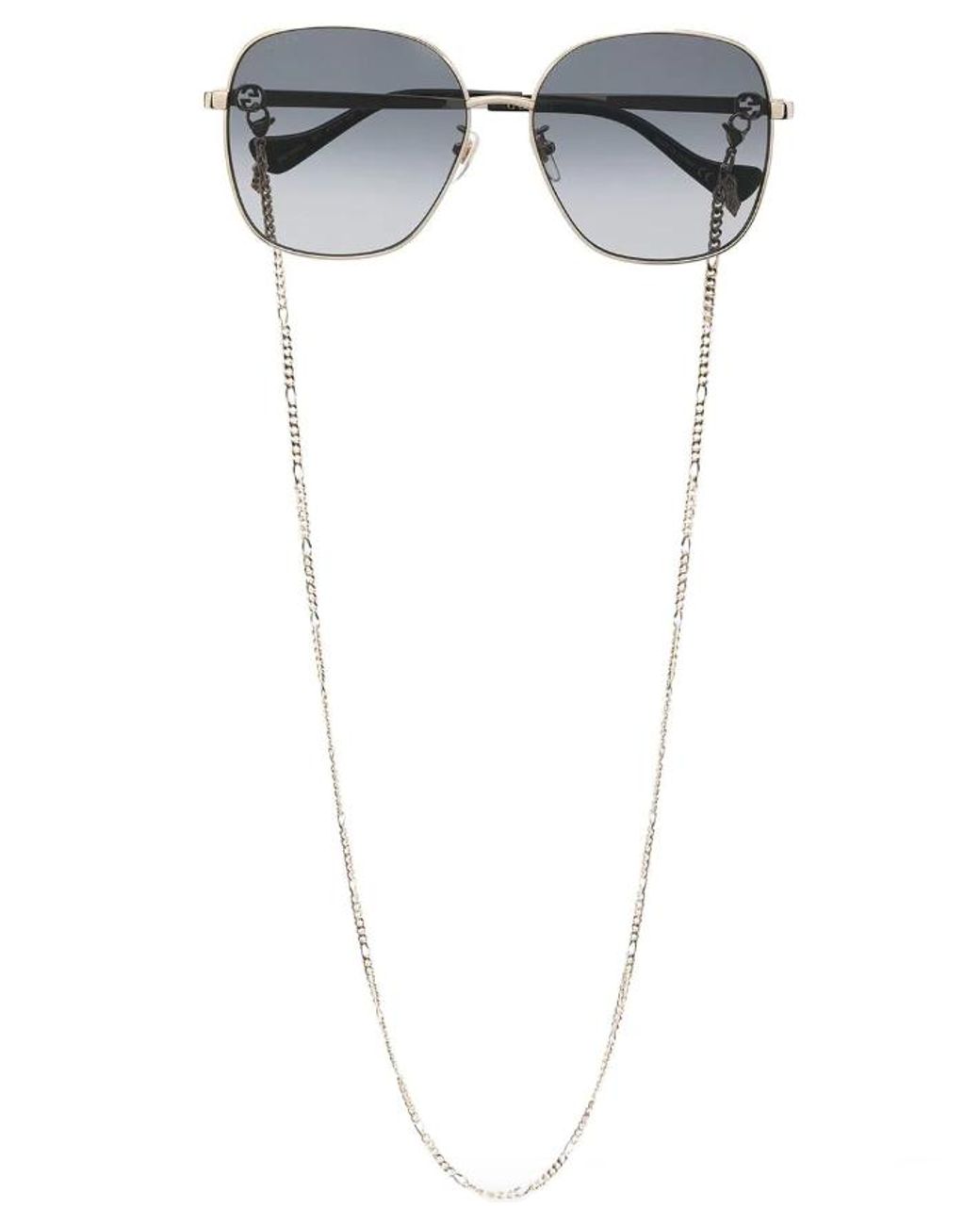 Gucci Eyewear Chain-link Tinted Oversized Sunglasses in Gray | Lyst