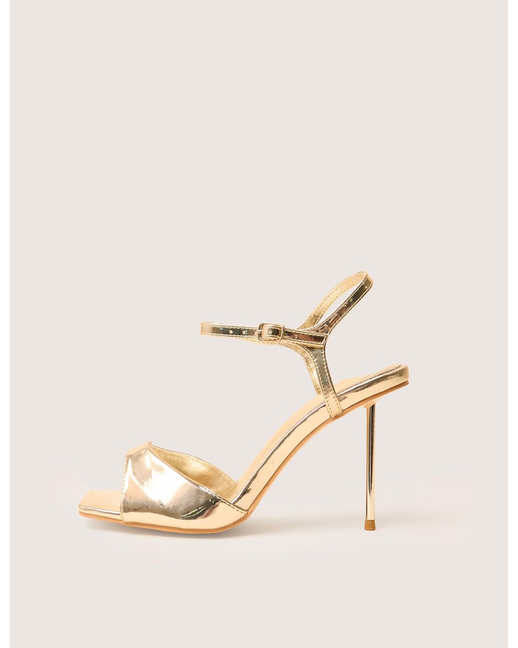 Public Desire Natural Vain Gold Mirror Pu Barley There Pencil Stiletto High Heels